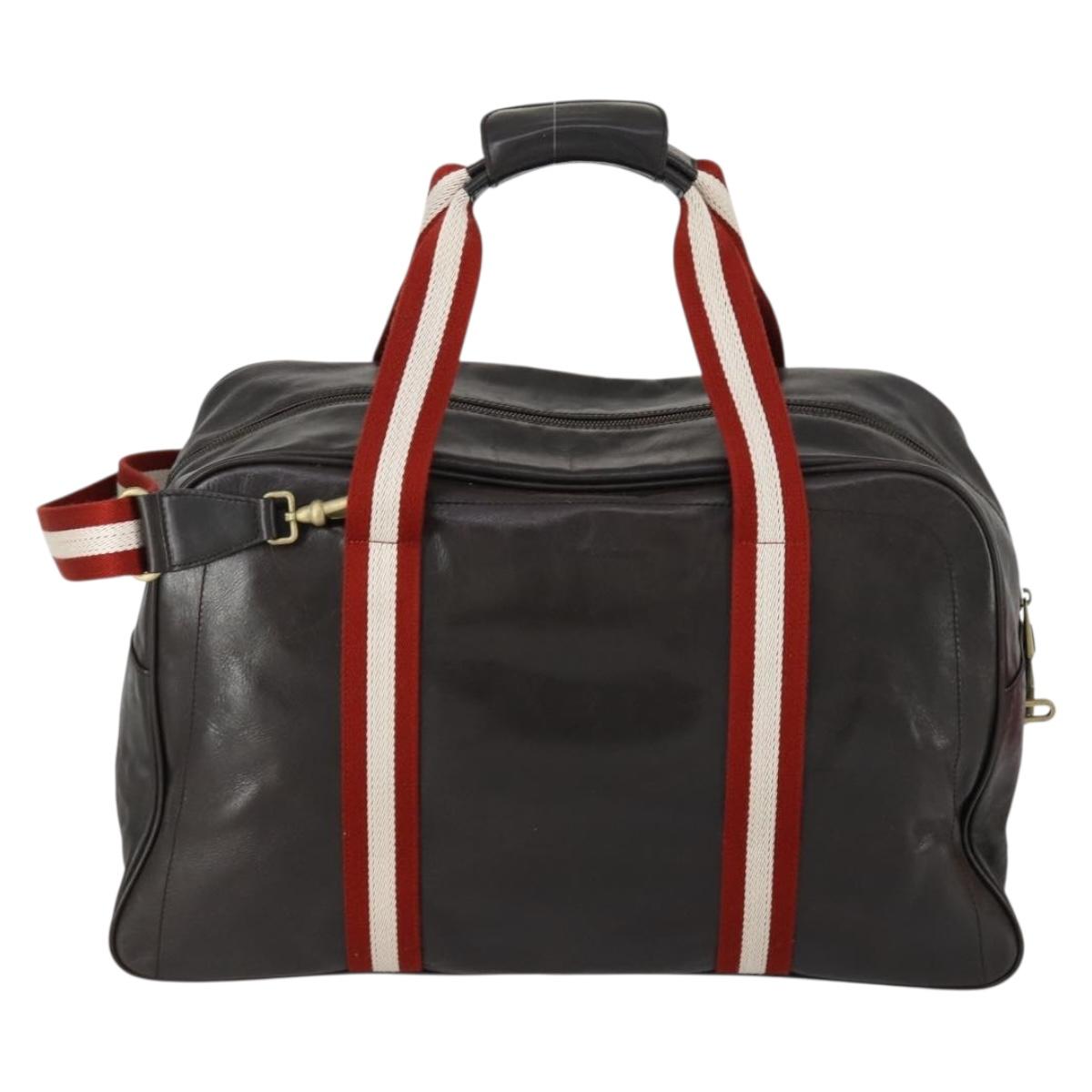 BALLY Boston Bag Leather 2way Brown Auth 151721