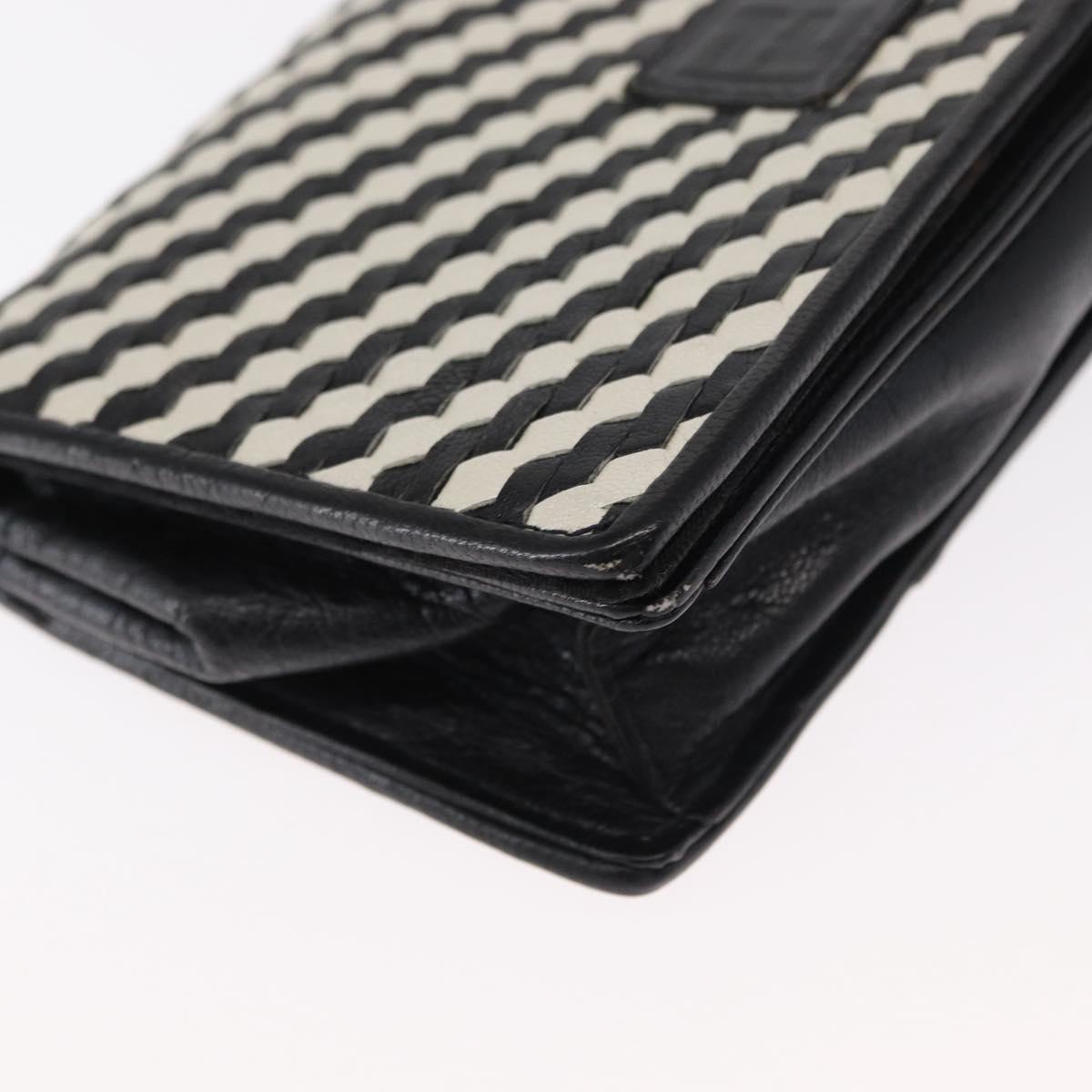 FENDI Shoulder Bag Leather Black White Auth 151723