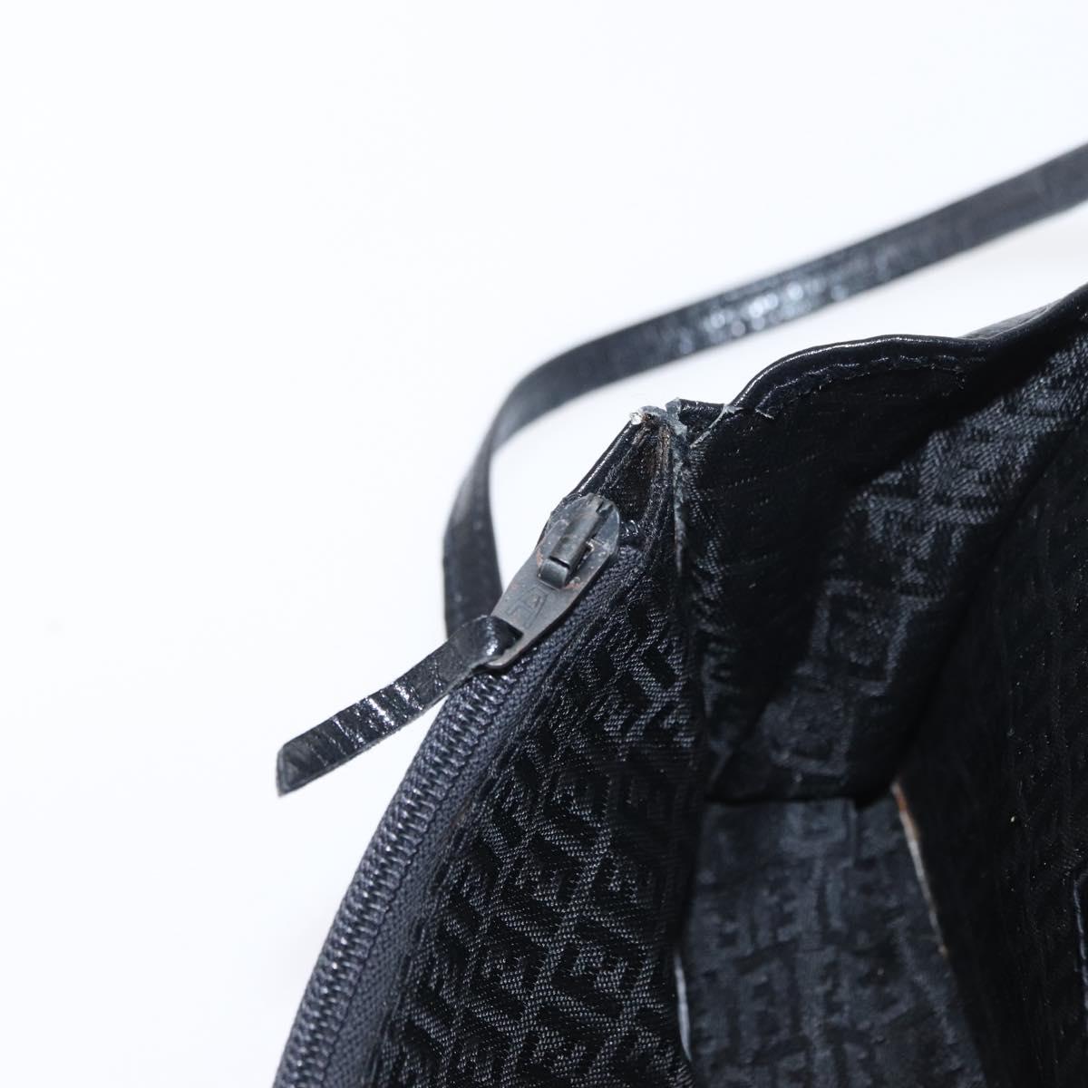 FENDI Shoulder Bag Leather Black White Auth 151723