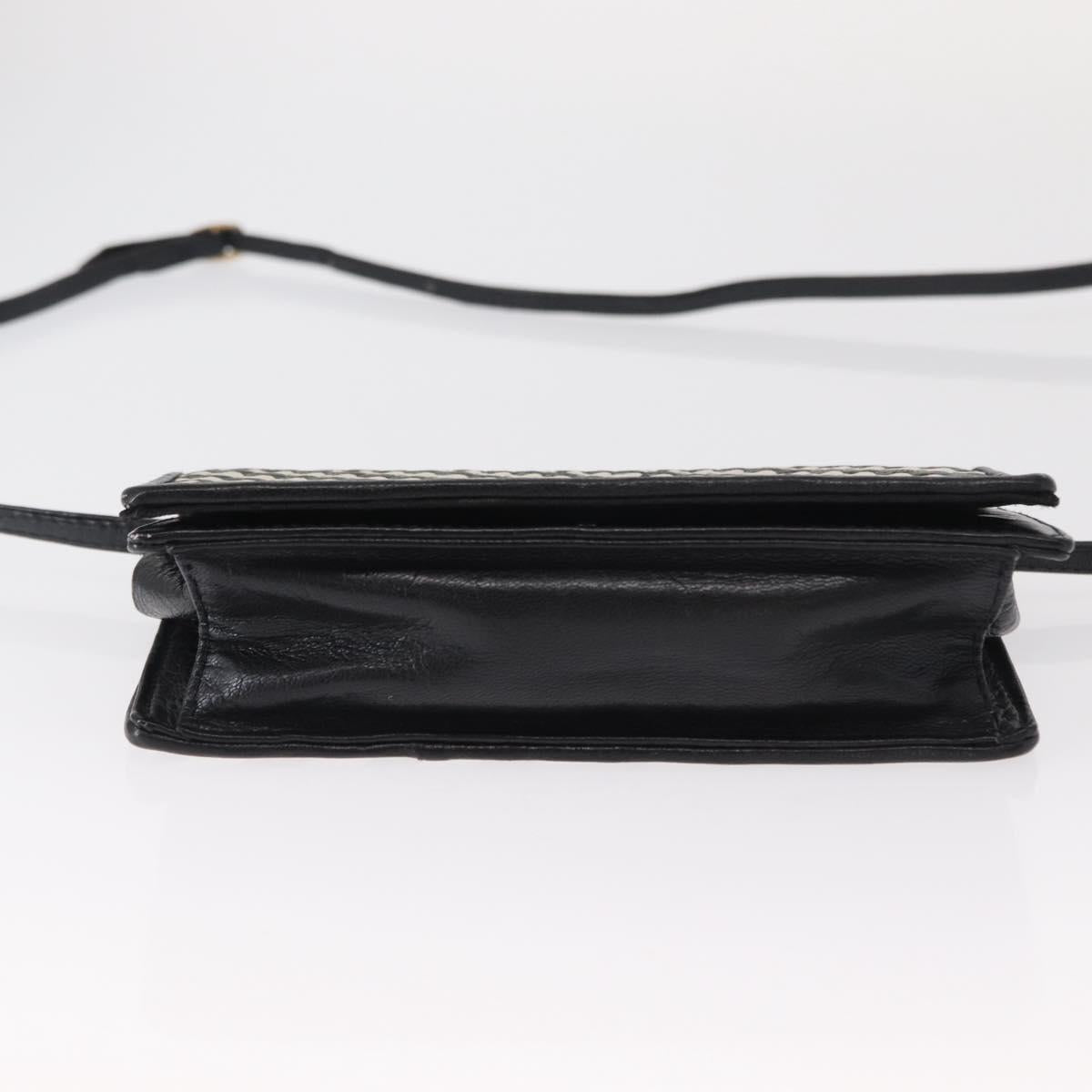 FENDI Shoulder Bag Leather Black White Auth 151723