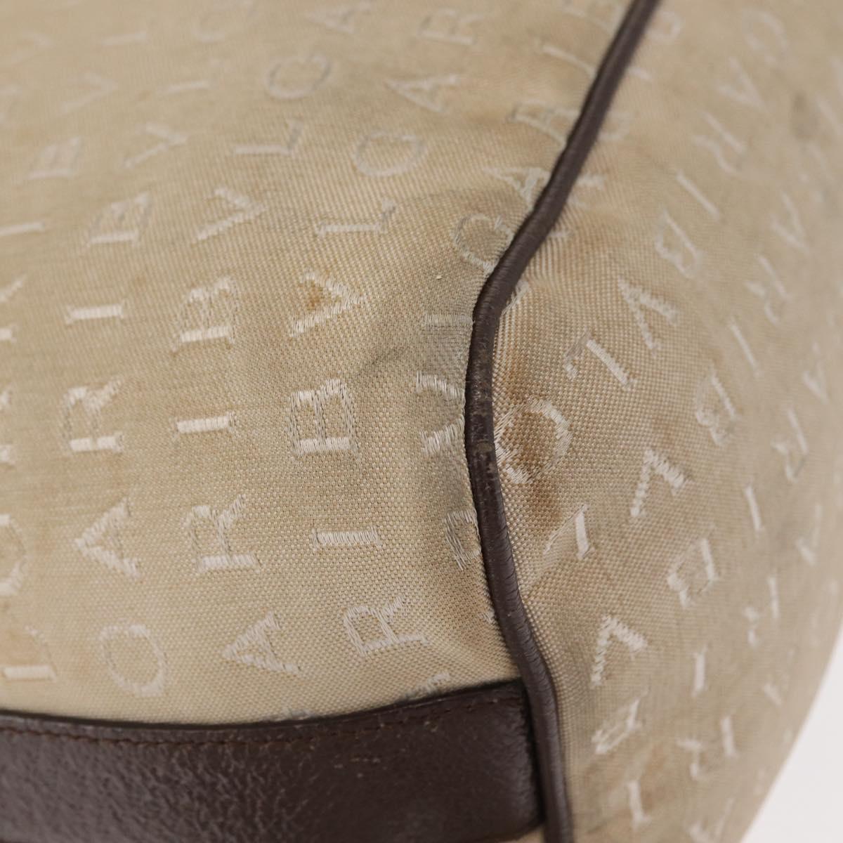 BVLGARI Shoulder Bag Canvas Beige Silver Auth 151725