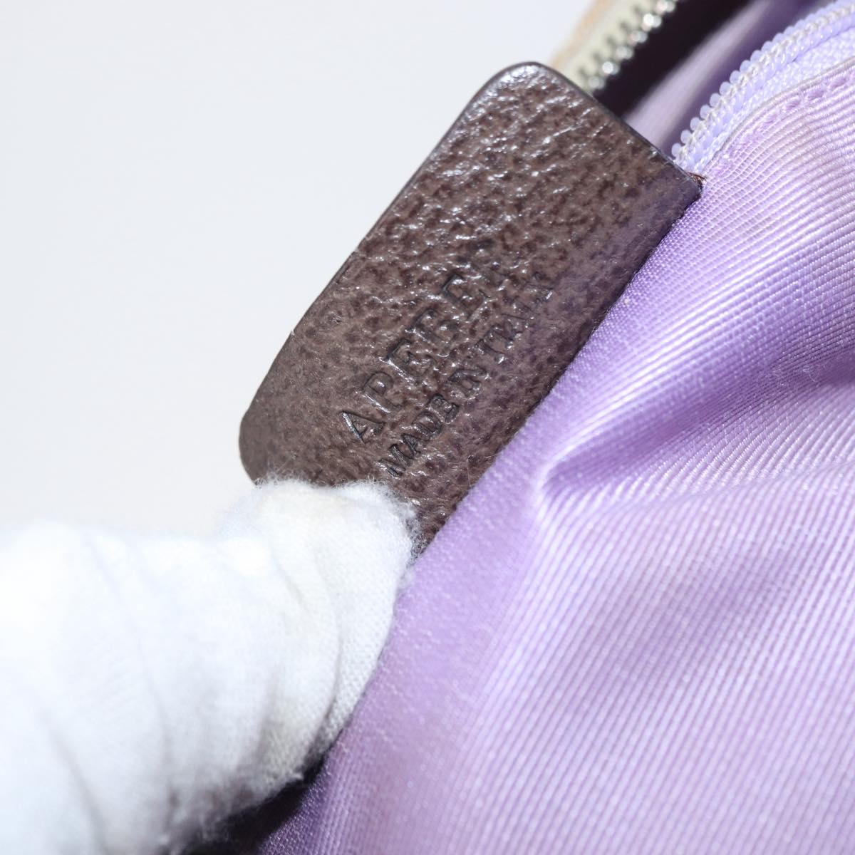 BVLGARI Shoulder Bag Canvas Beige Silver Auth 151725