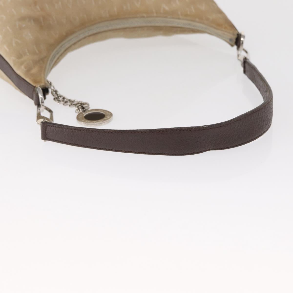 BVLGARI Shoulder Bag Canvas Beige Silver Auth 151725