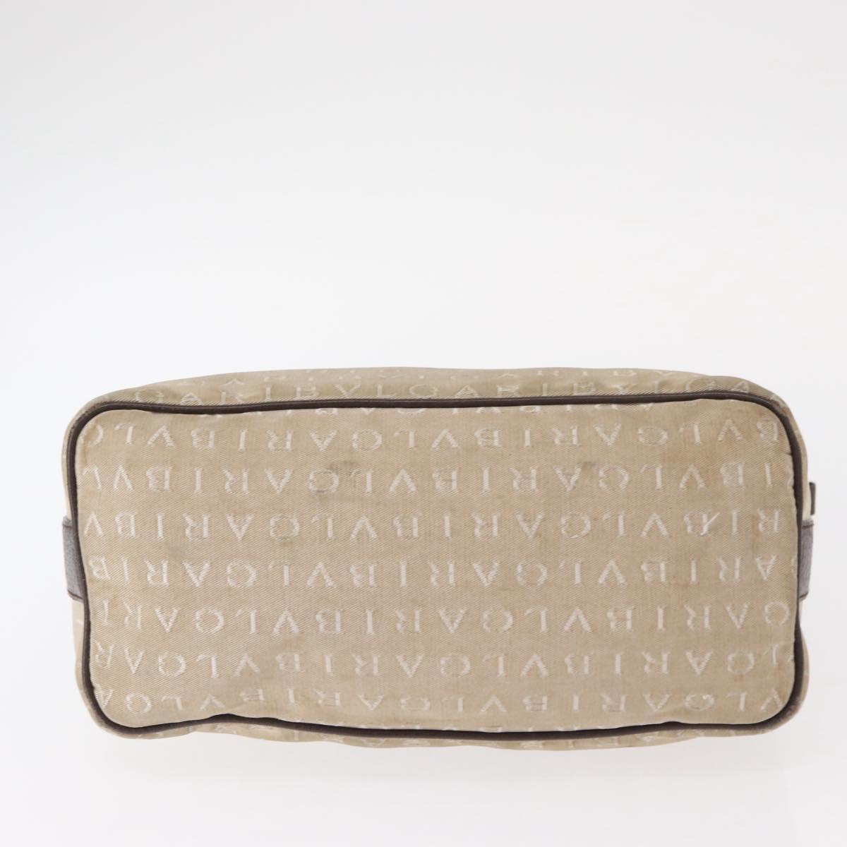 BVLGARI Shoulder Bag Canvas Beige Silver Auth 151725