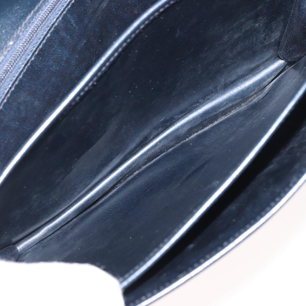 CELINE C Sulky Shoulder Bag Canvas Navy Gold Auth 151728