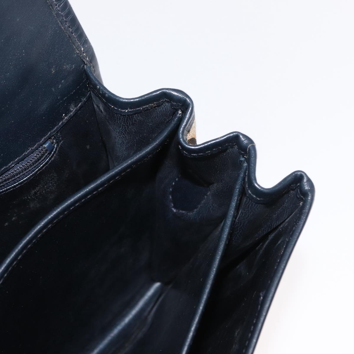 CELINE C Sulky Shoulder Bag Canvas Navy Gold Auth 151728