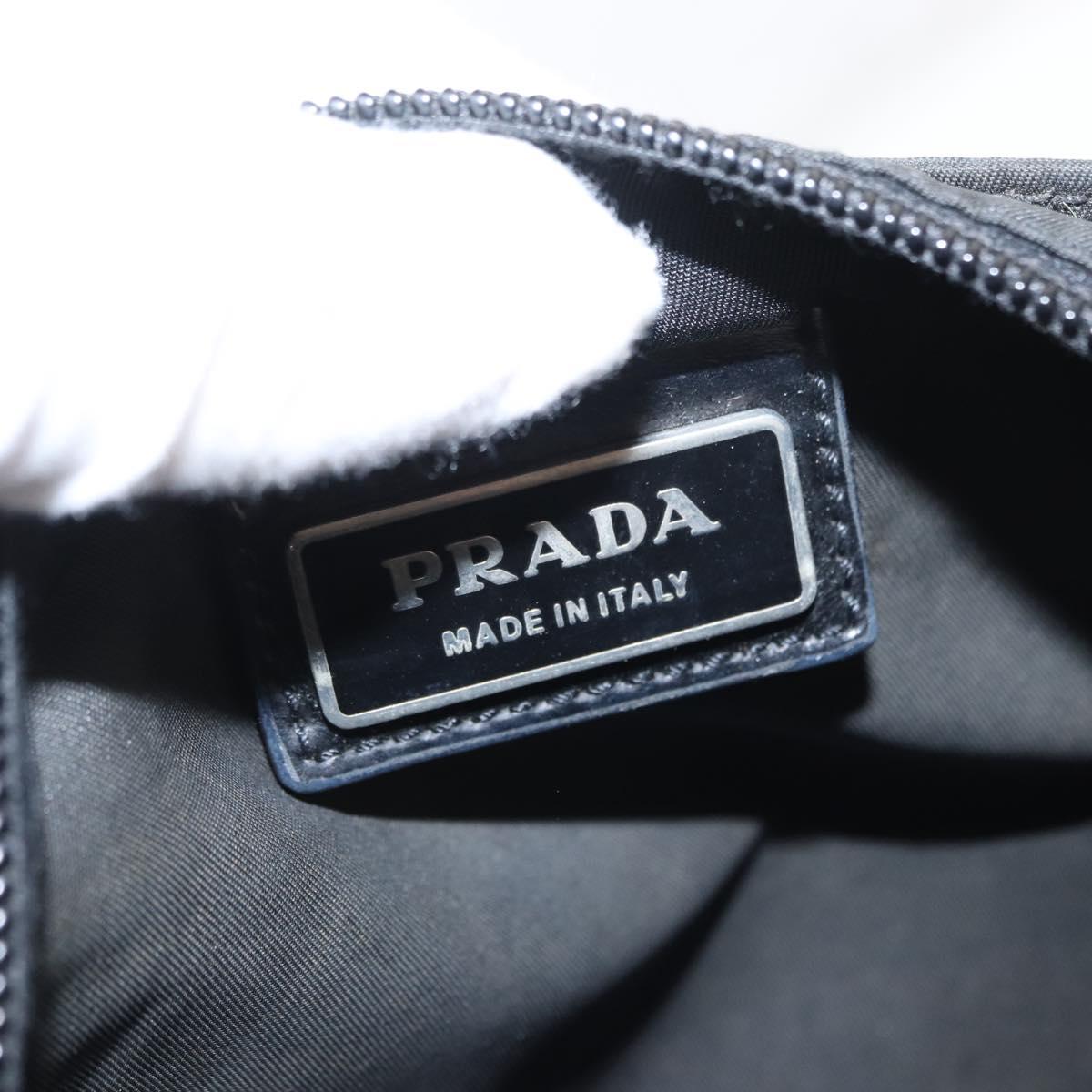 PRADA Shoulder Bag Nylon Black Silver Auth 151729