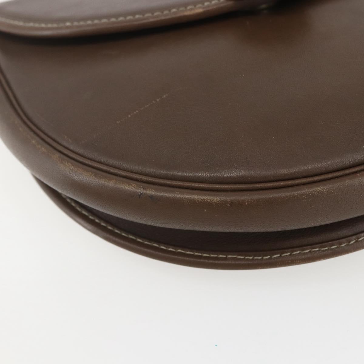 Christian Dior Shoulder Bag Leather Brown Gold Auth 151731