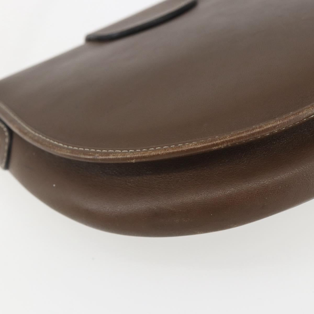 Christian Dior Shoulder Bag Leather Brown Gold Auth 151731