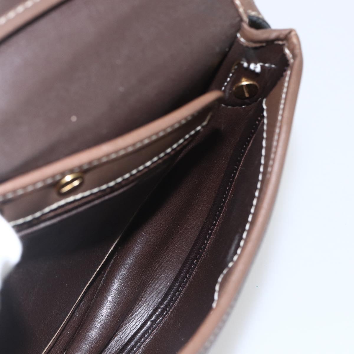 Christian Dior Shoulder Bag Leather Brown Gold Auth 151731