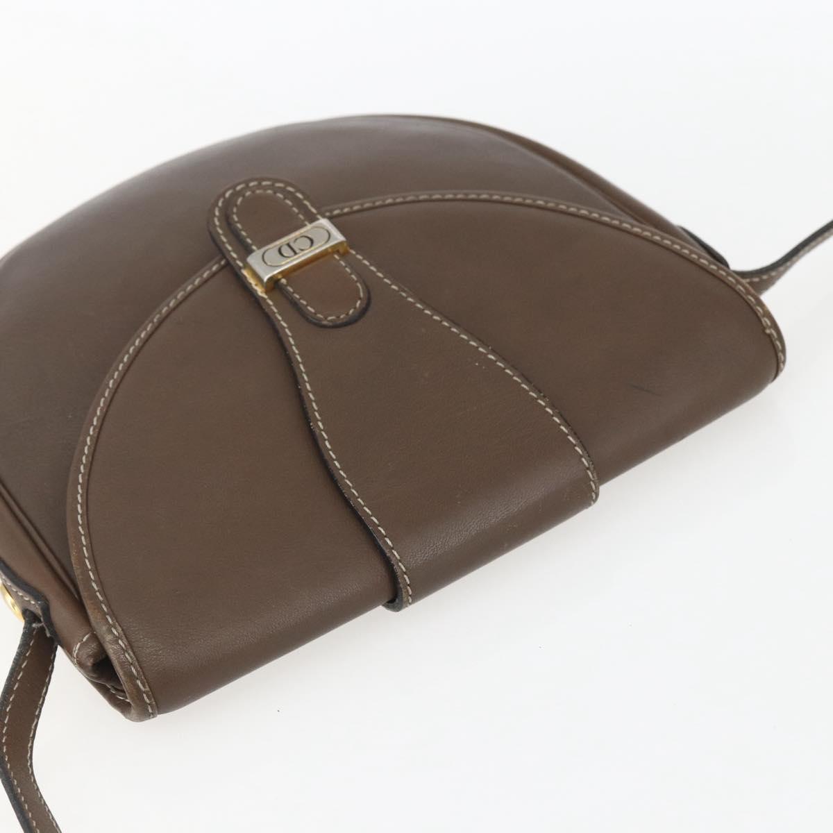 Christian Dior Shoulder Bag Leather Brown Gold Auth 151731