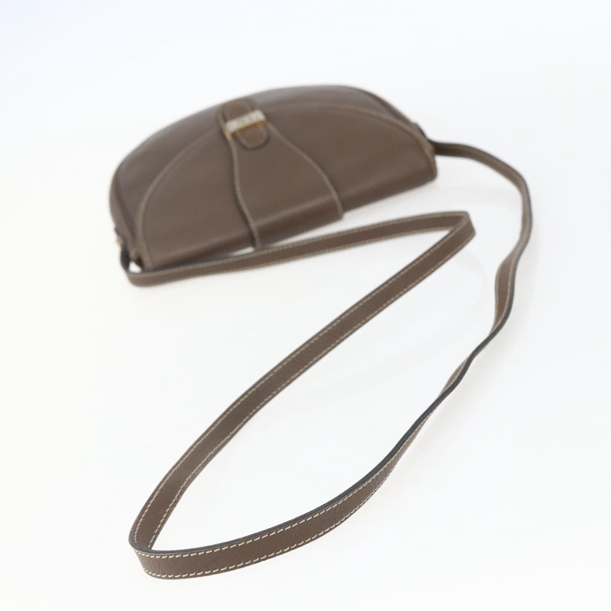 Christian Dior Shoulder Bag Leather Brown Gold Auth 151731