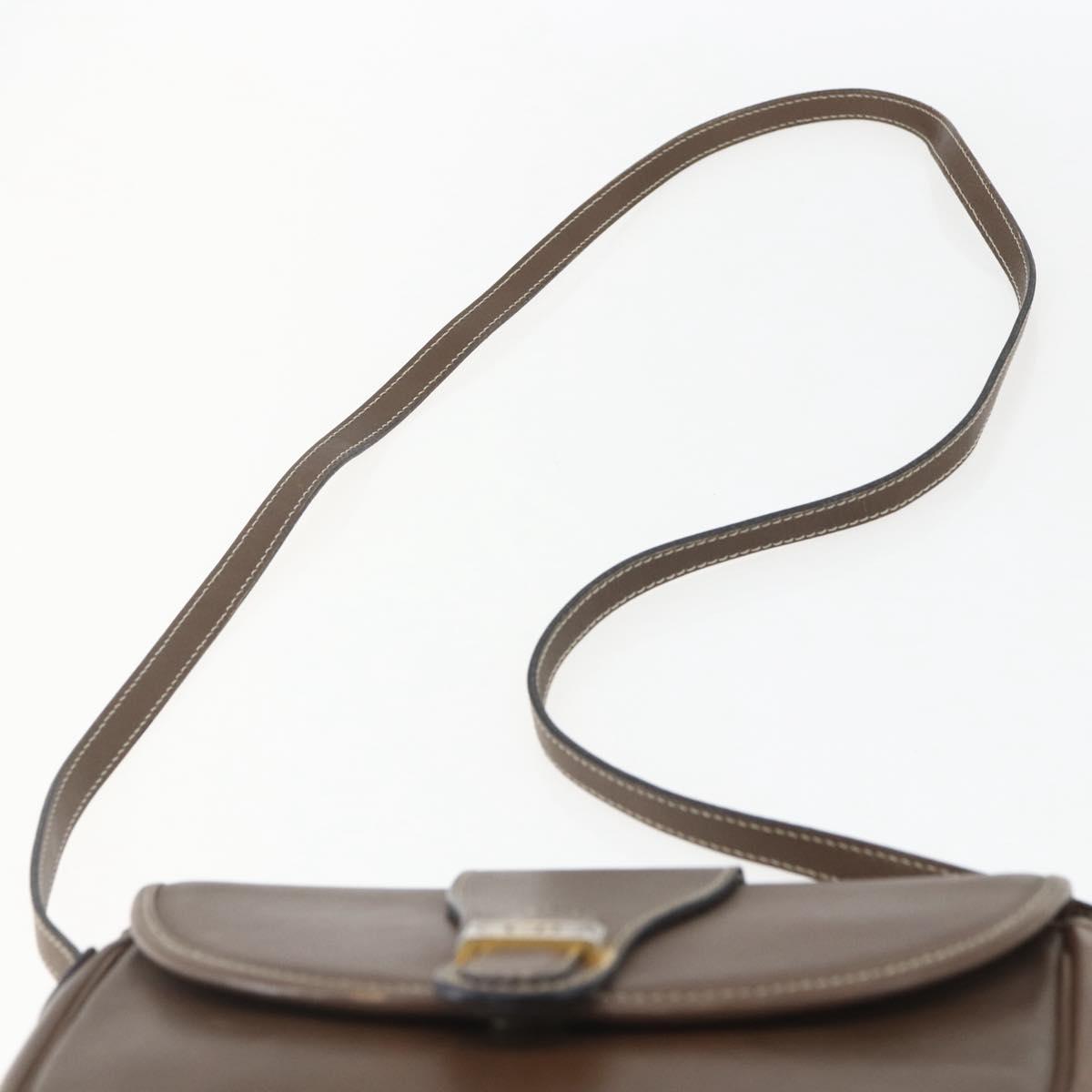 Christian Dior Shoulder Bag Leather Brown Gold Auth 151731
