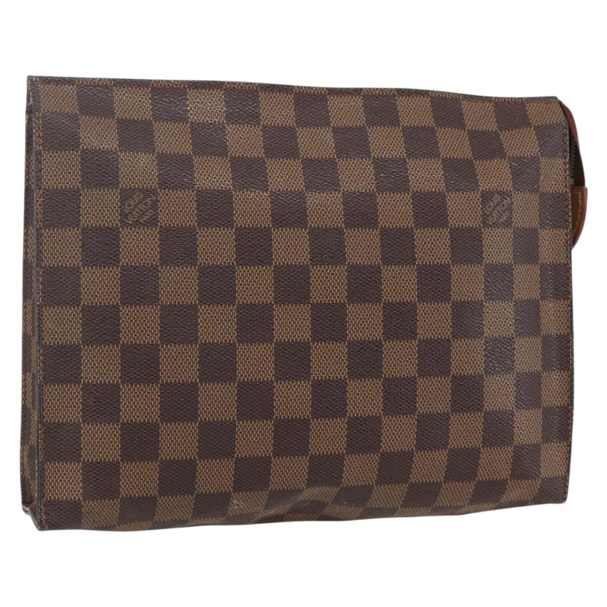 LOUIS VUITTON Damier Ebene Poche Toilette 26 Pouch N47543 LV Auth 151733