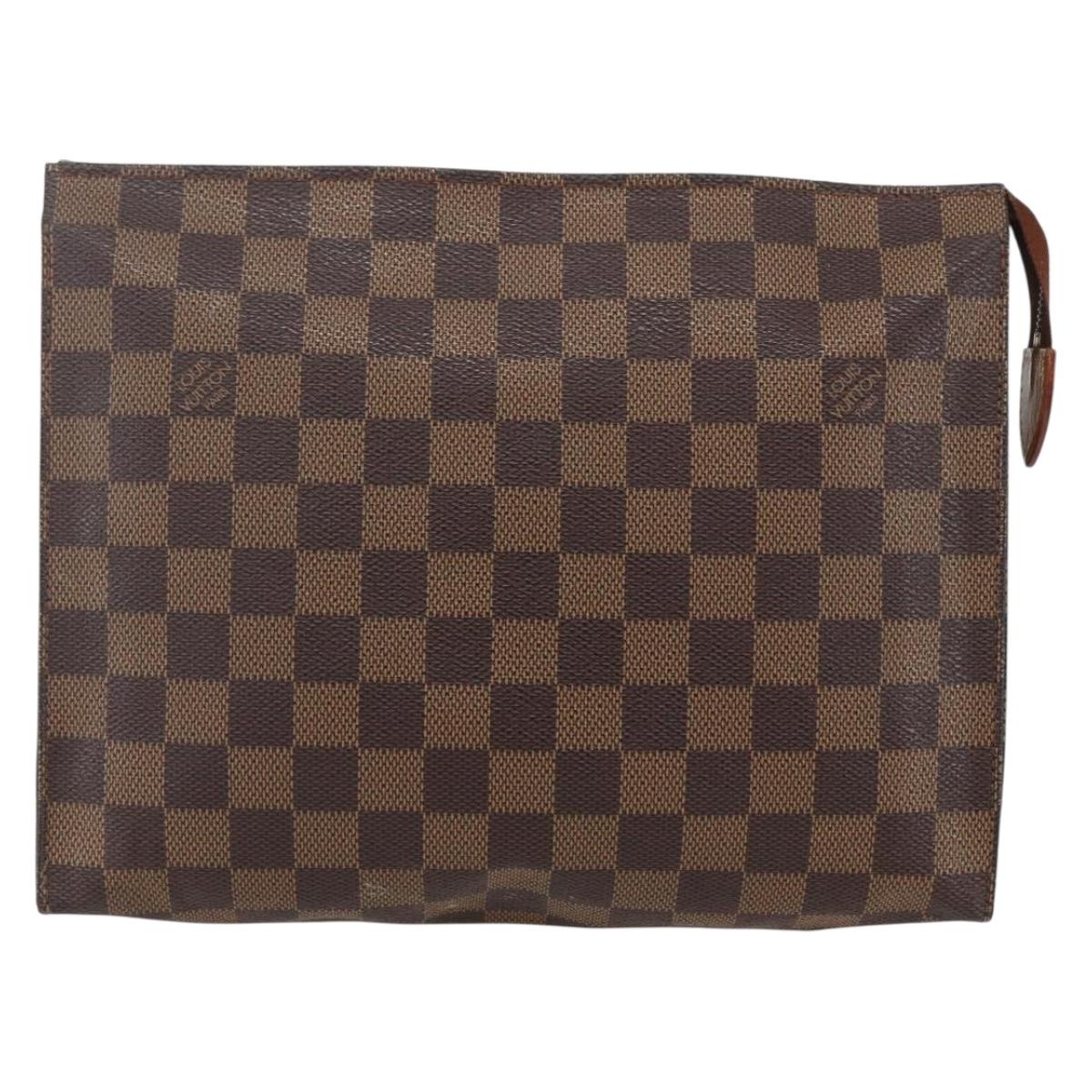 LOUIS VUITTON Damier Ebene Poche Toilette 26 Pouch N47543 LV Auth 151733