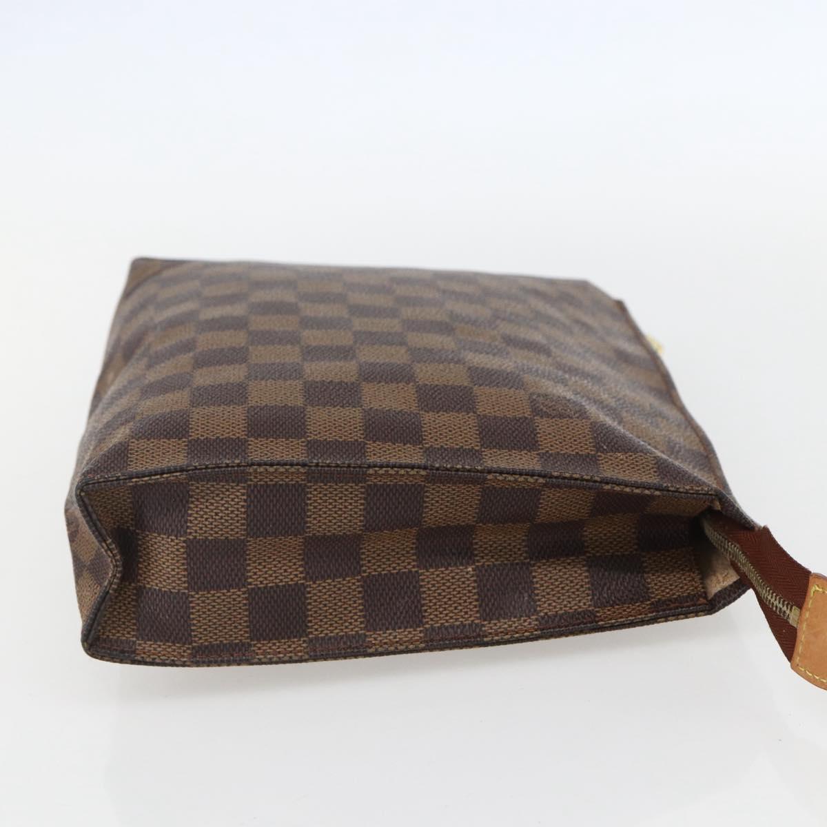 LOUIS VUITTON Damier Ebene Poche Toilette 26 Pouch N47543 LV Auth 151733