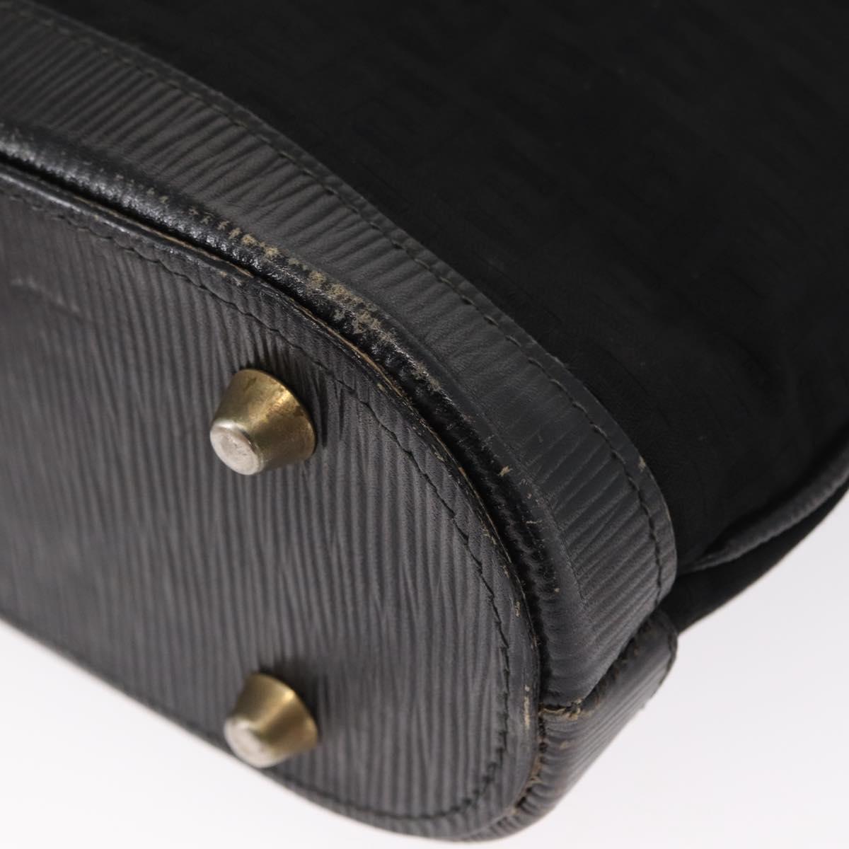 FENDI Zucchino Canvas Shoulder Bag Black Gold Auth 151737