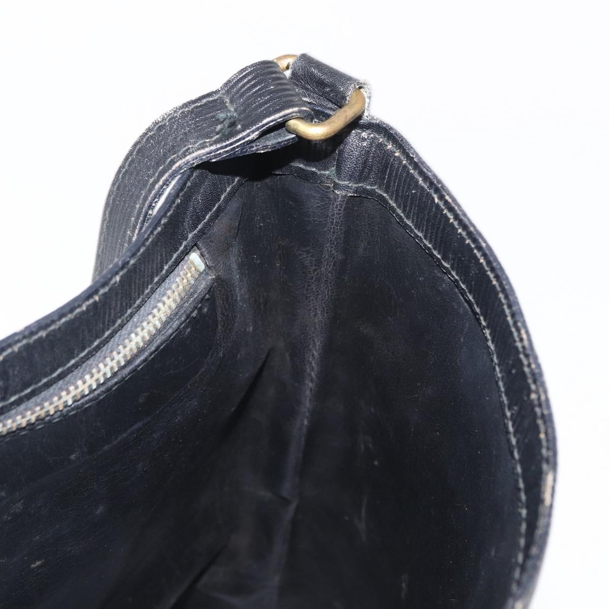 FENDI Zucchino Canvas Shoulder Bag Black Gold Auth 151737