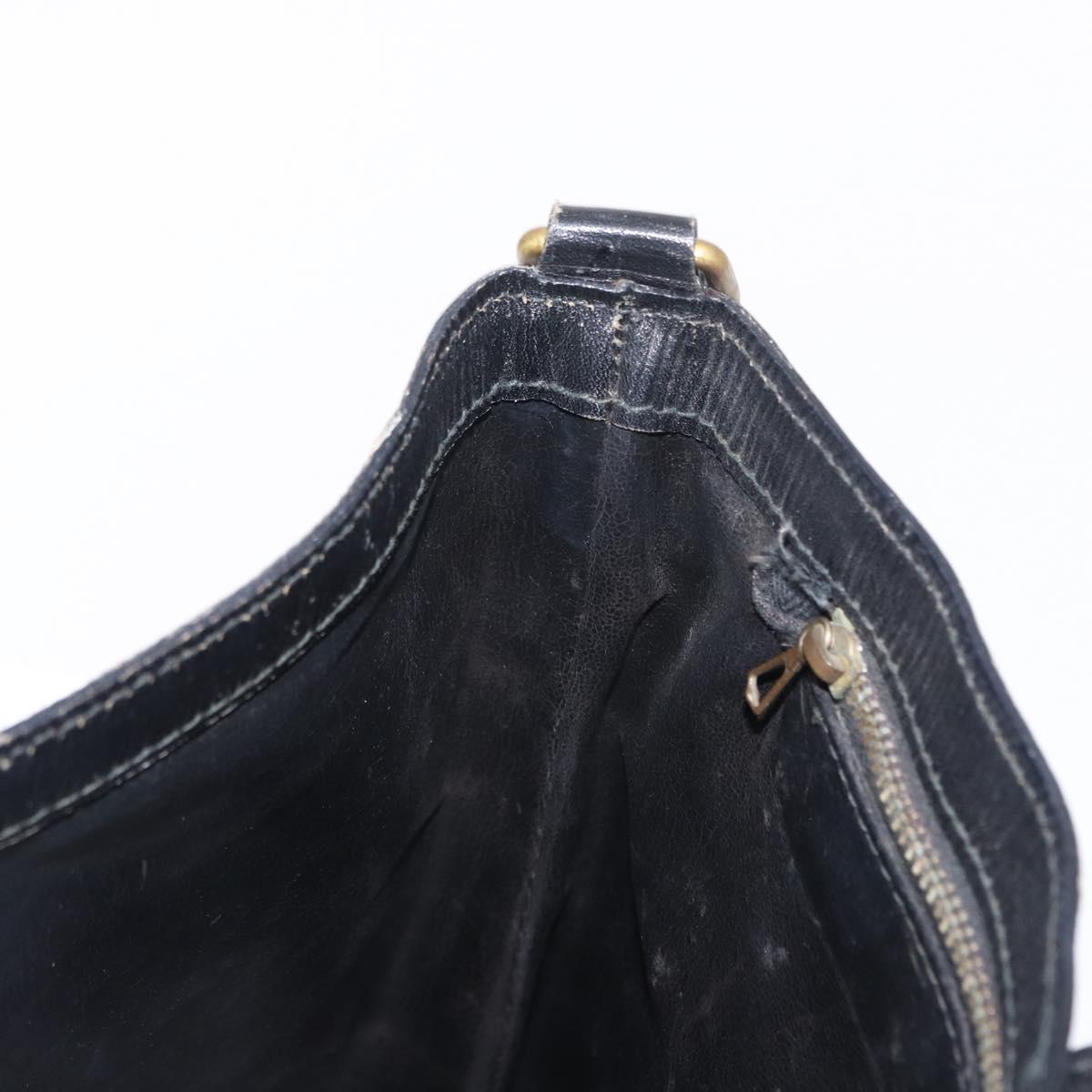 FENDI Zucchino Canvas Shoulder Bag Black Gold Auth 151737