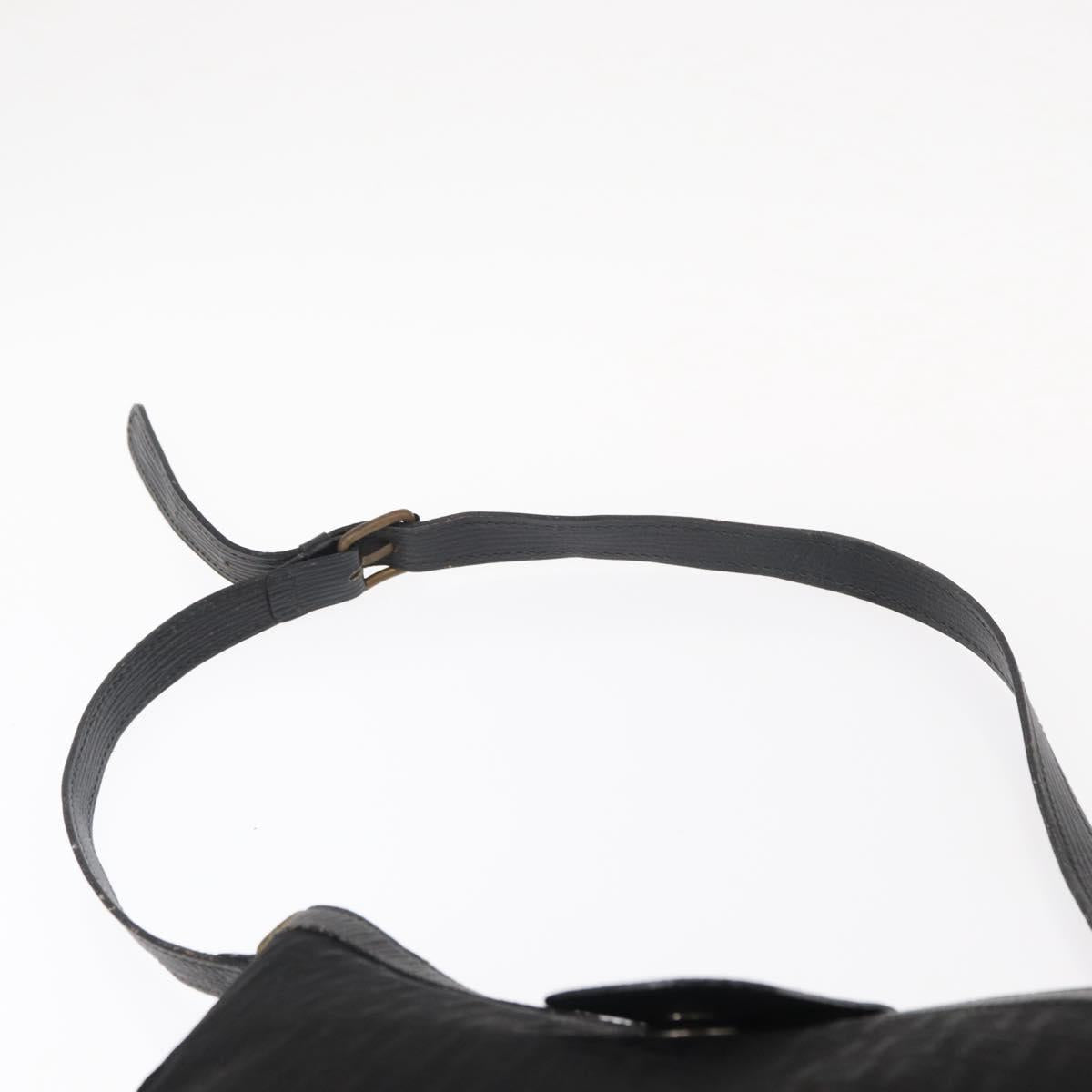 FENDI Zucchino Canvas Shoulder Bag Black Gold Auth 151737