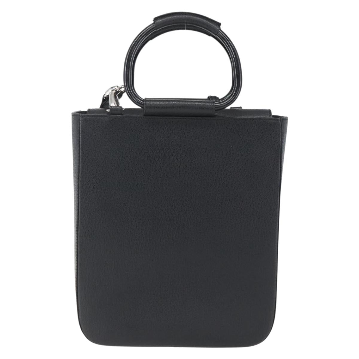 GUCCI Hand Bag Leather 2way Black Silver 002 1118 0463 Auth 151738