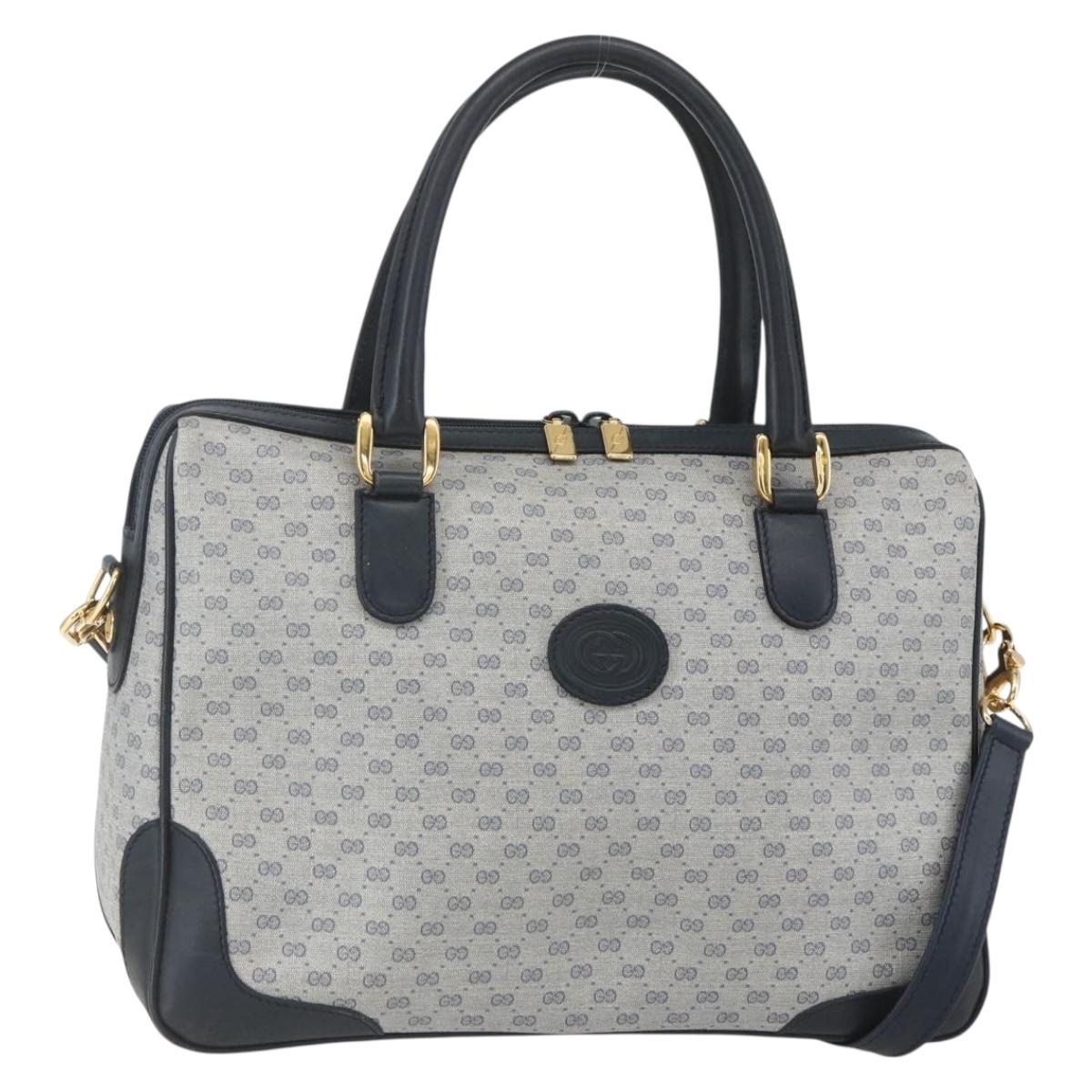 GUCCI Micro GG Supreme Hand Bag PVC 2way Navy Gold 002 122 0033 Auth 151742