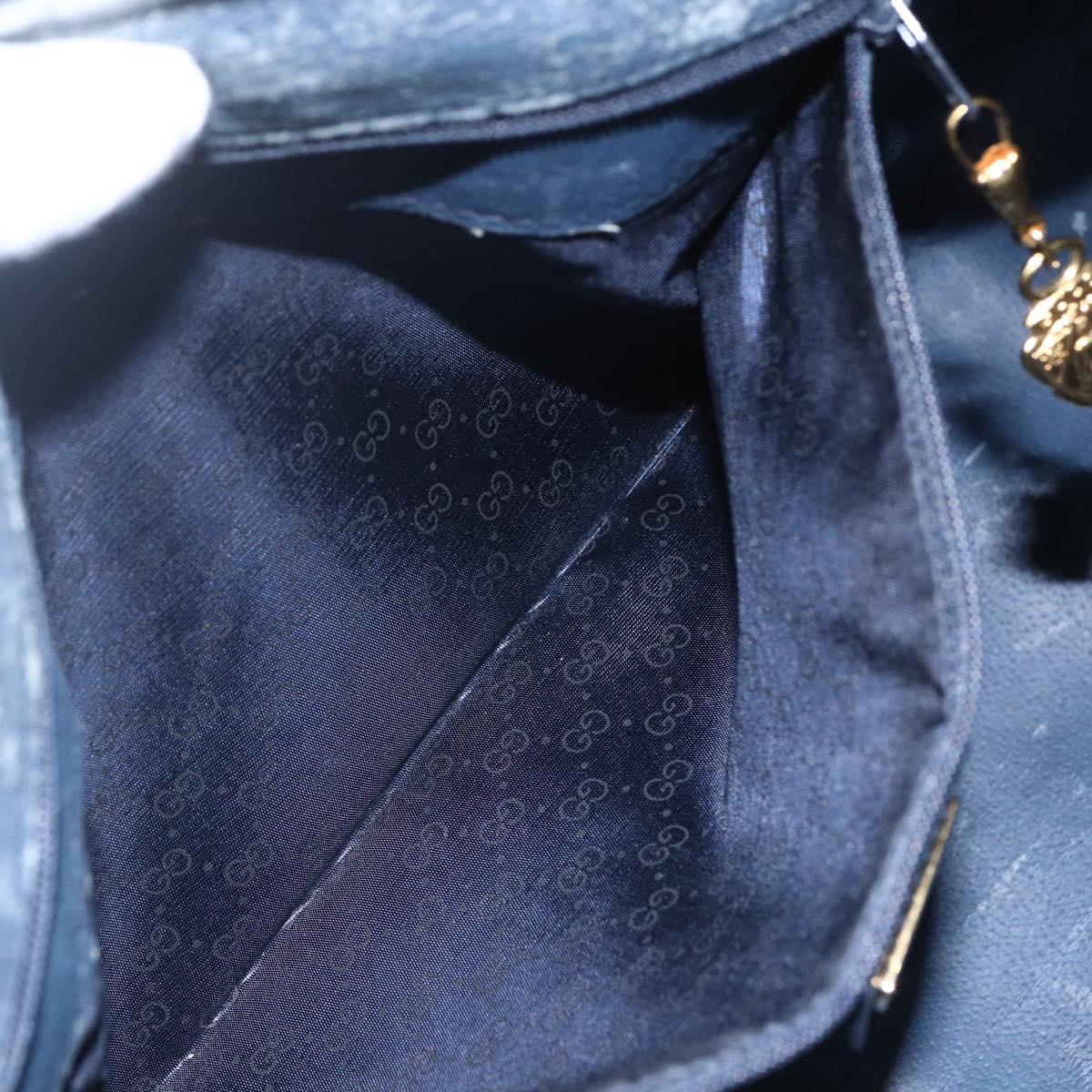 GUCCI Micro GG Supreme Hand Bag PVC 2way Navy Gold 002 122 0033 Auth 151742