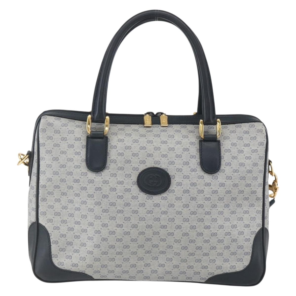 GUCCI Micro GG Supreme Hand Bag PVC 2way Navy Gold 002 122 0033 Auth 151742