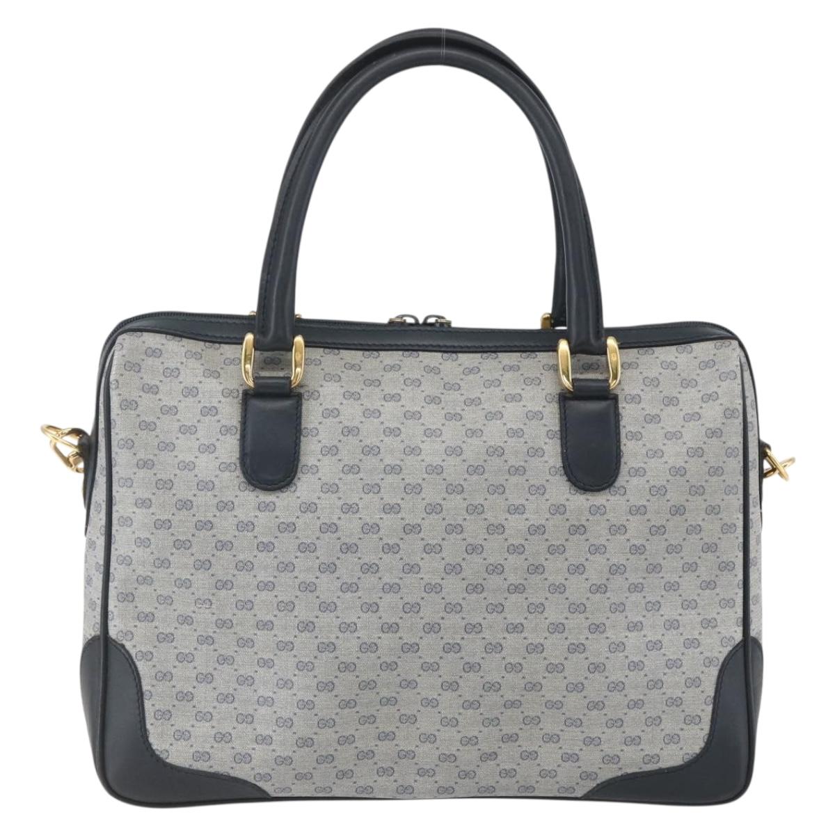 GUCCI Micro GG Supreme Hand Bag PVC 2way Navy Gold 002 122 0033 Auth 151742