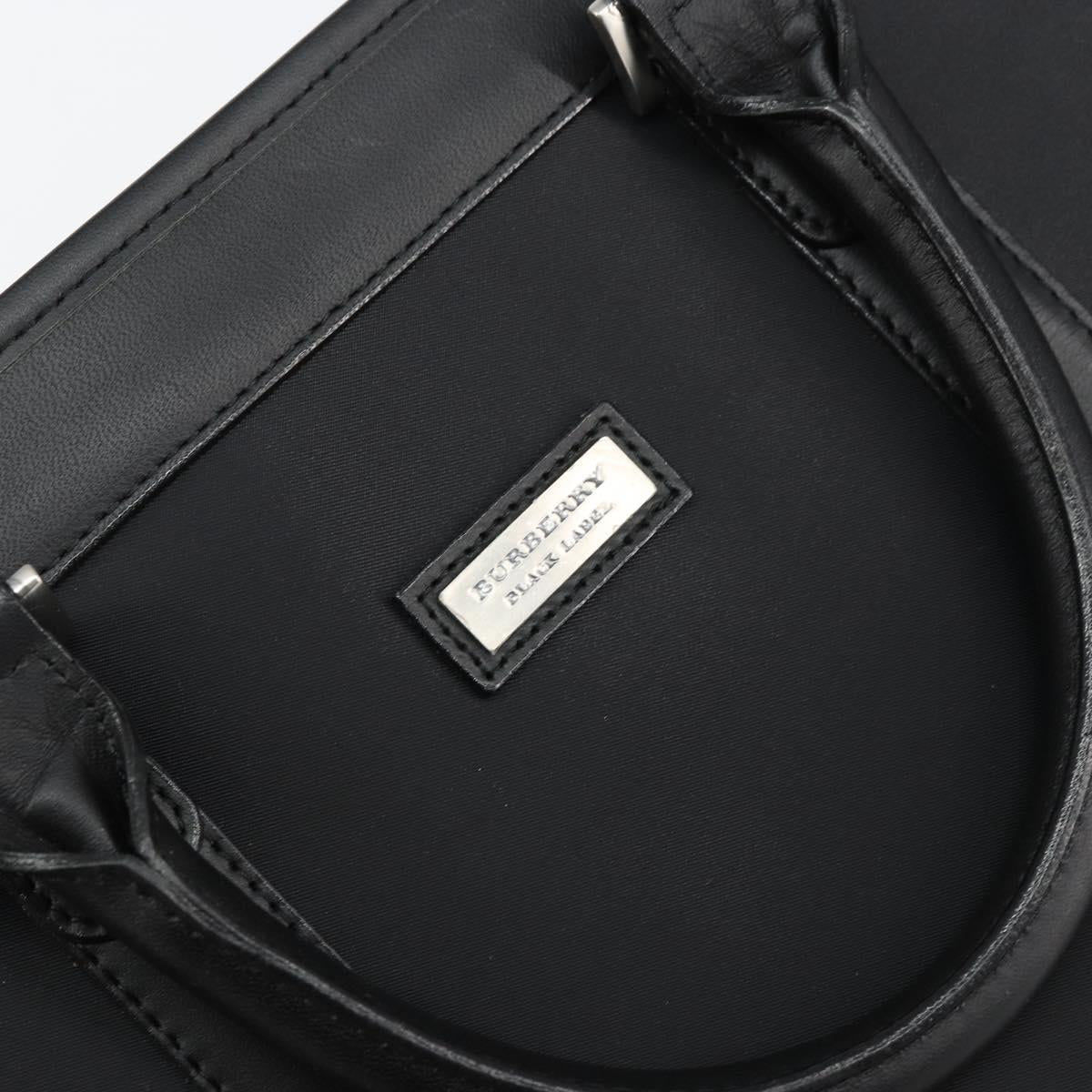 BURBERRY Black label Hand Bag Nylon Black Auth 151745