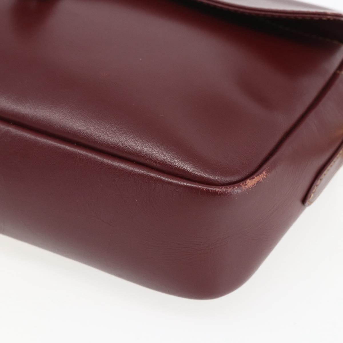CARTIER Must Line Shoulder Bag Leather Bordeaux Gold Auth 151746