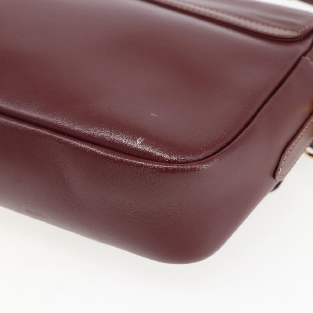 CARTIER Must Line Shoulder Bag Leather Bordeaux Gold Auth 151746