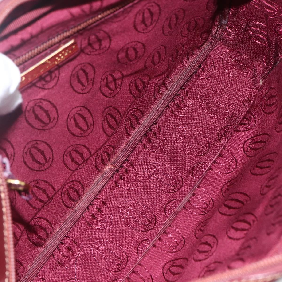 CARTIER Must Line Shoulder Bag Leather Bordeaux Gold Auth 151746