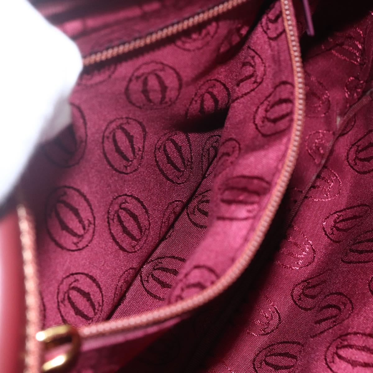 CARTIER Must Line Shoulder Bag Leather Bordeaux Gold Auth 151746