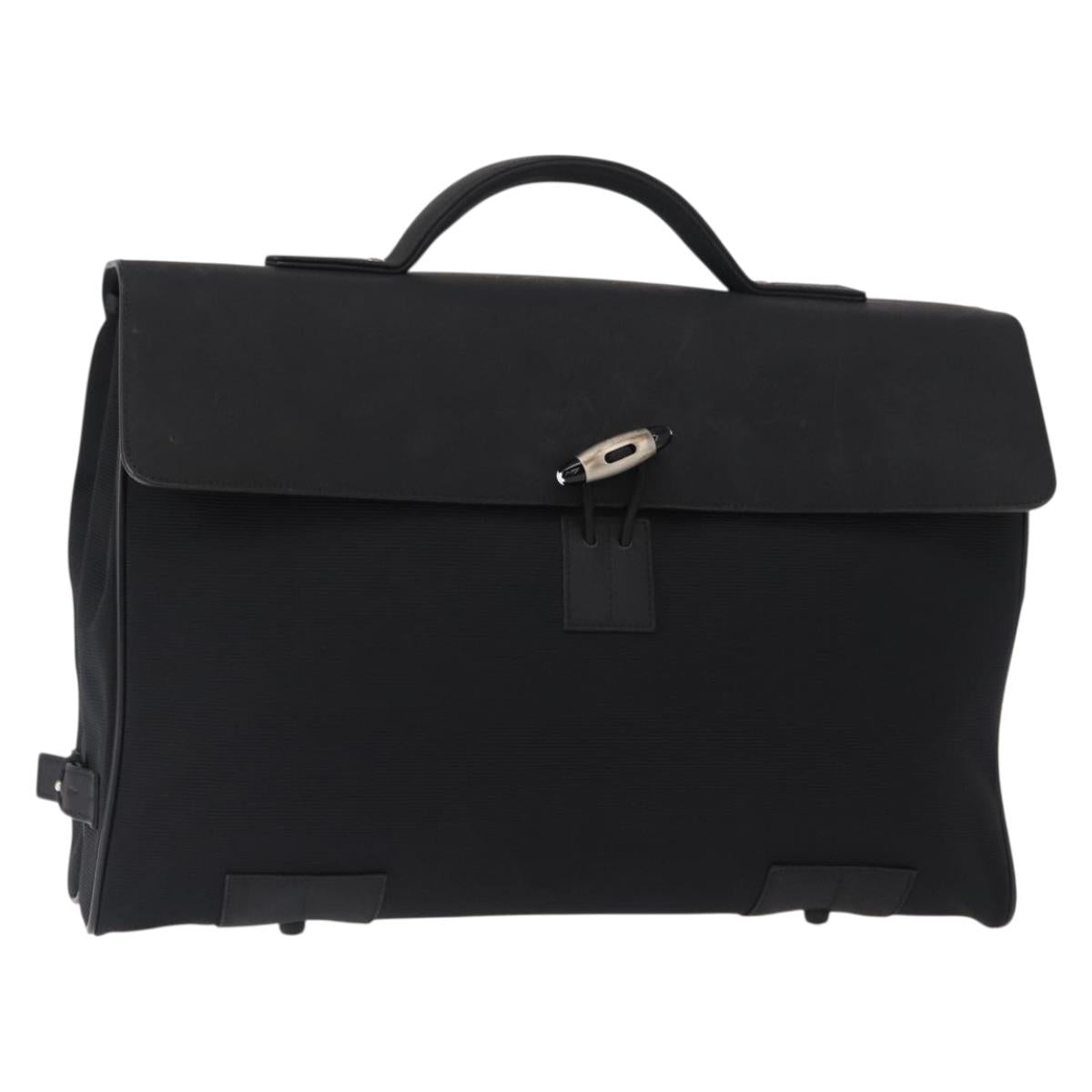 MONTBLANC Hand Bag Canvas Black Auth 151747