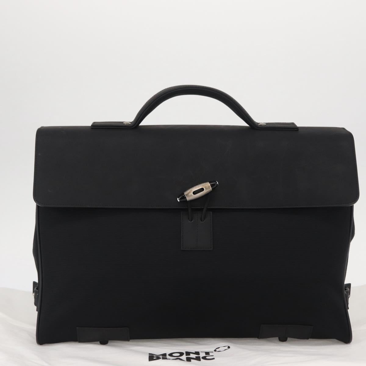 MONTBLANC Hand Bag Canvas Black Auth 151747