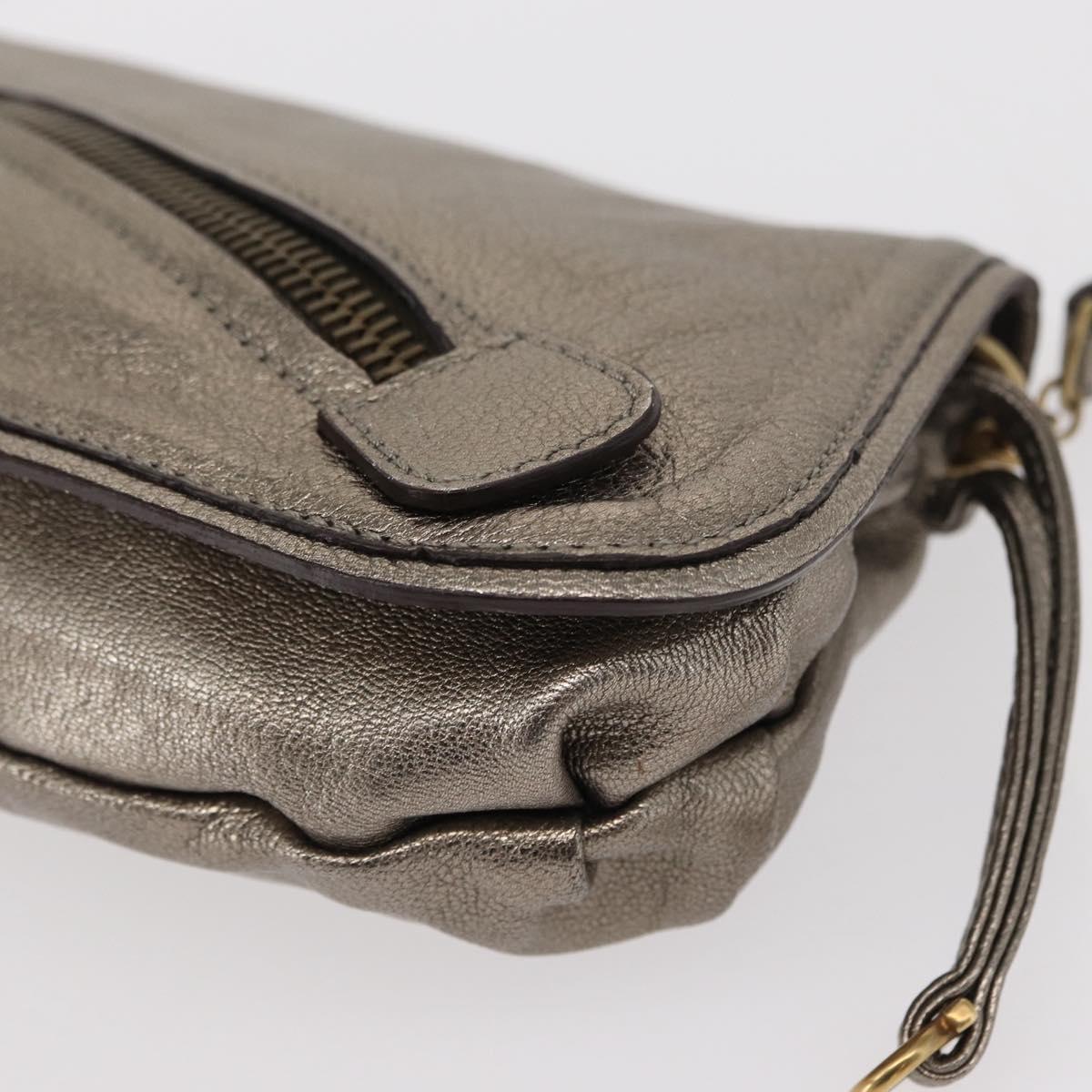 Salvatore Ferragamo Shoulder Bag Leather Silver Auth 151748