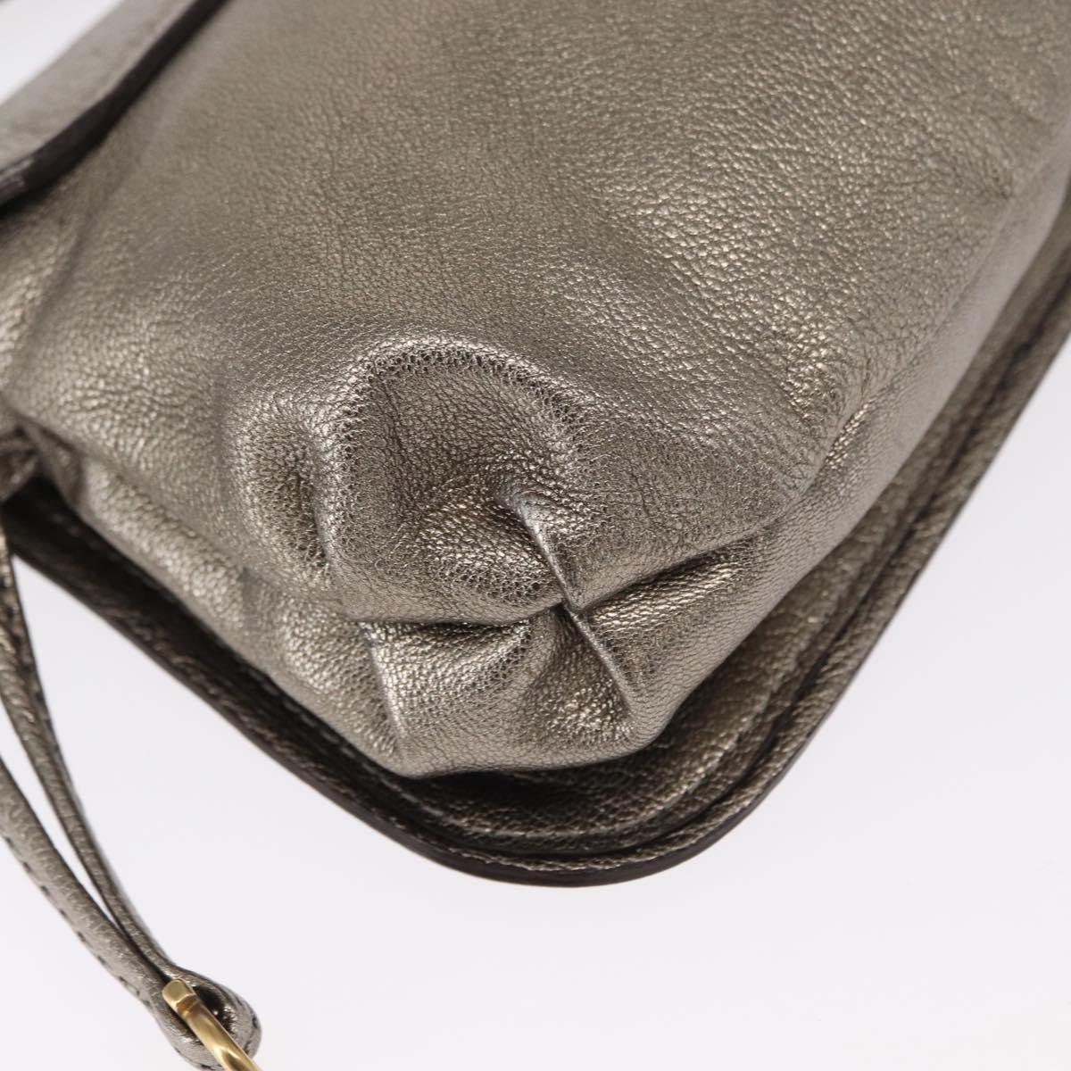 Salvatore Ferragamo Shoulder Bag Leather Silver Auth 151748