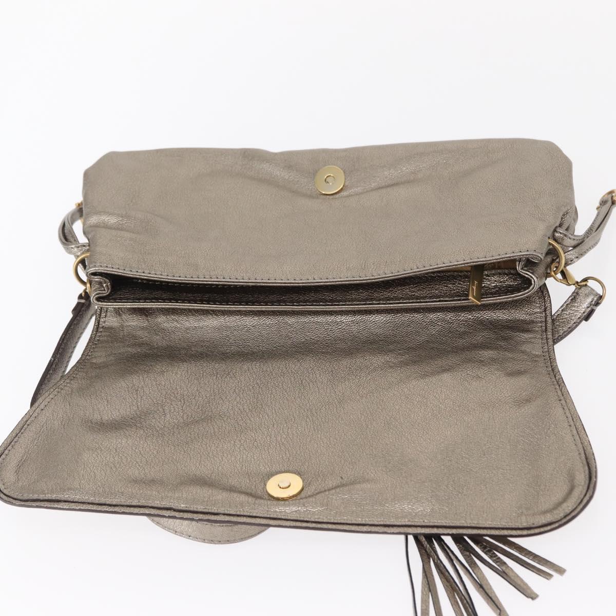 Salvatore Ferragamo Shoulder Bag Leather Silver Auth 151748