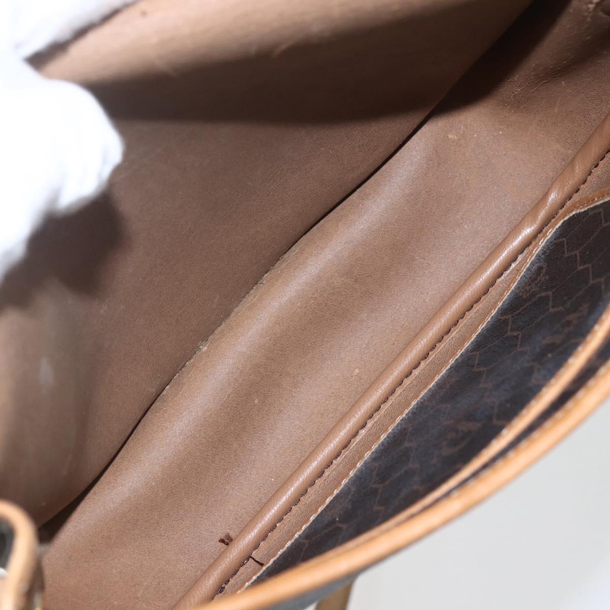 Christian Dior Honeycomb Canvas Shoulder Bag PVC Black Gold Auth 151749