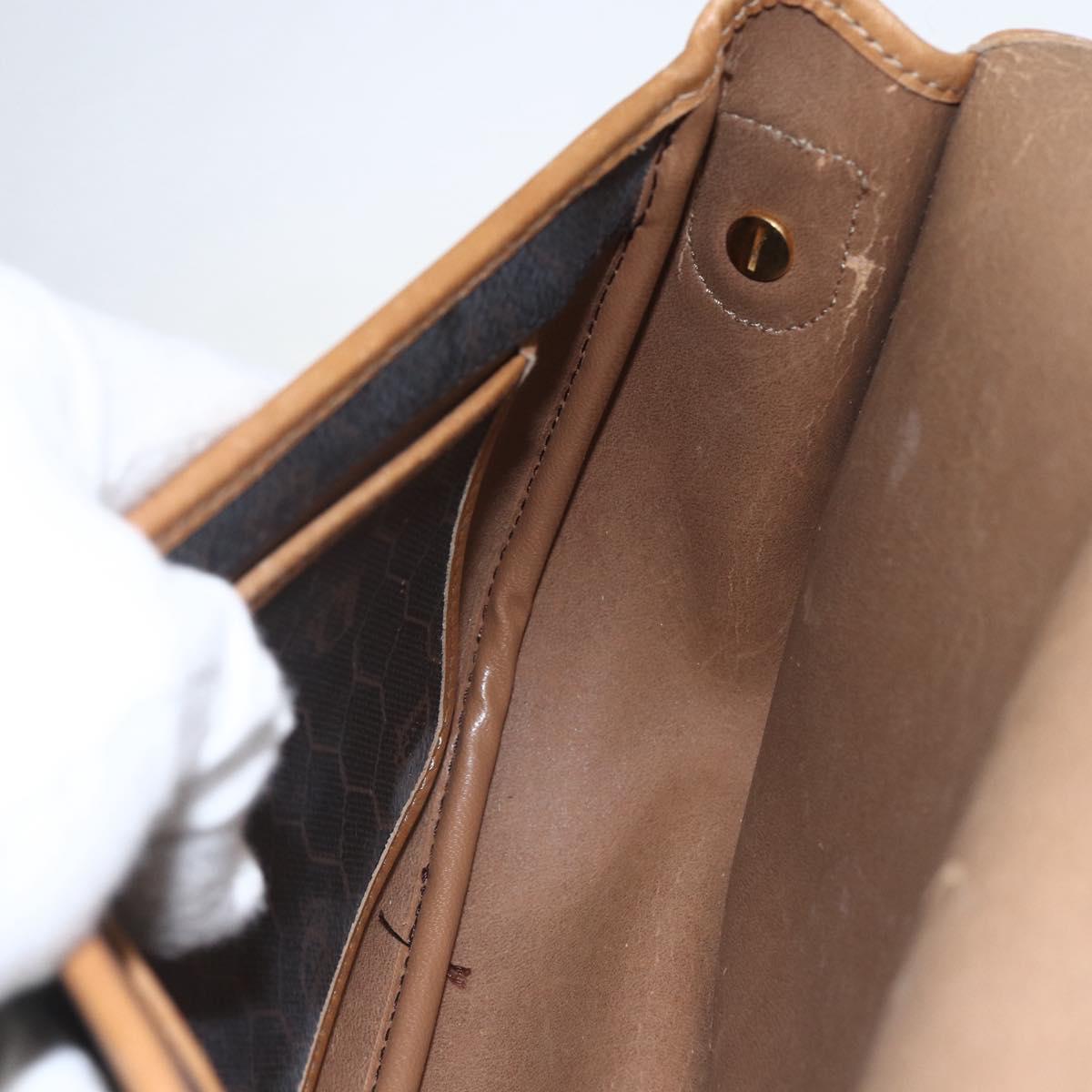 Christian Dior Honeycomb Canvas Shoulder Bag PVC Black Gold Auth 151749