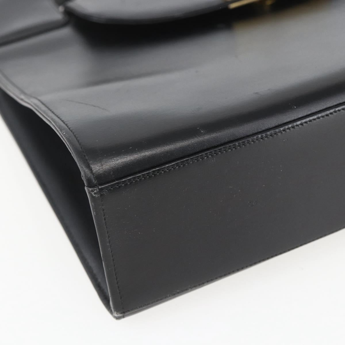 Christian Dior Hand Bag Leather Black Gold Auth 151752