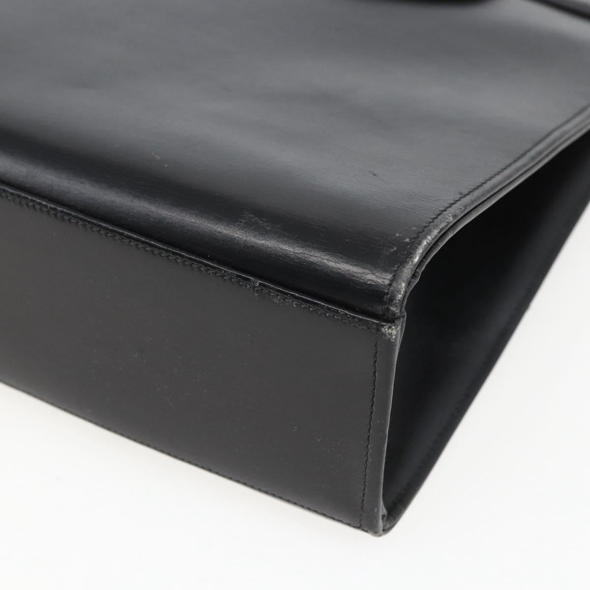 Christian Dior Hand Bag Leather Black Gold Auth 151752