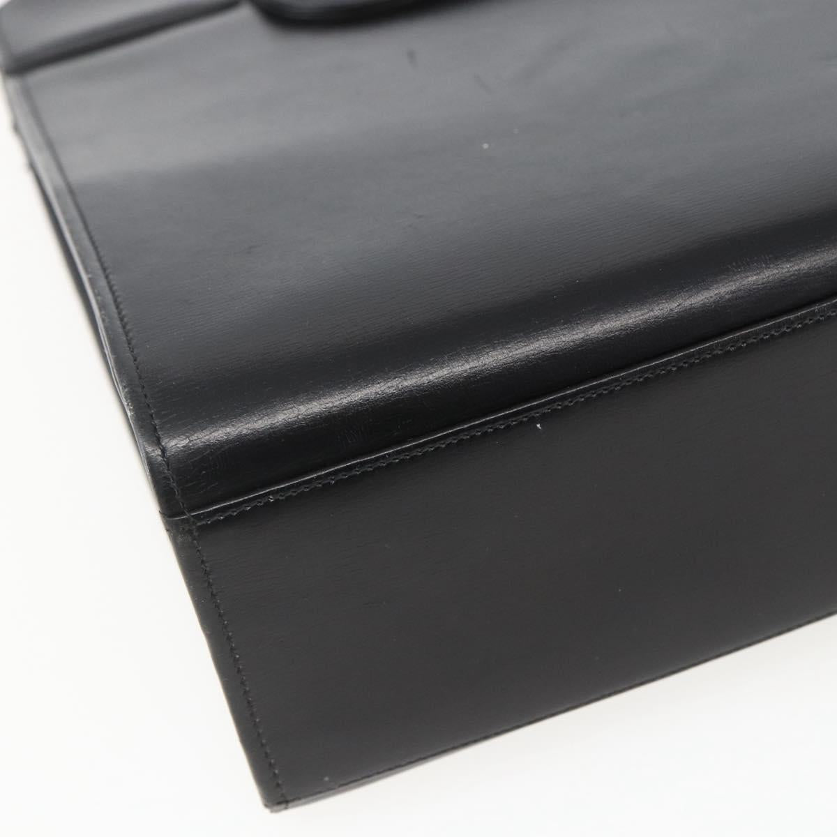 Christian Dior Hand Bag Leather Black Gold Auth 151752