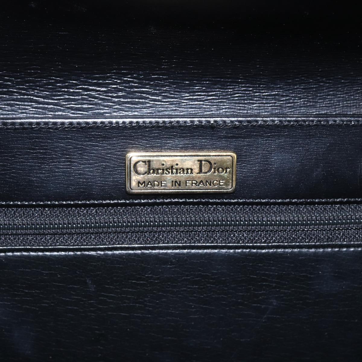 Christian Dior Hand Bag Leather Black Gold Auth 151752