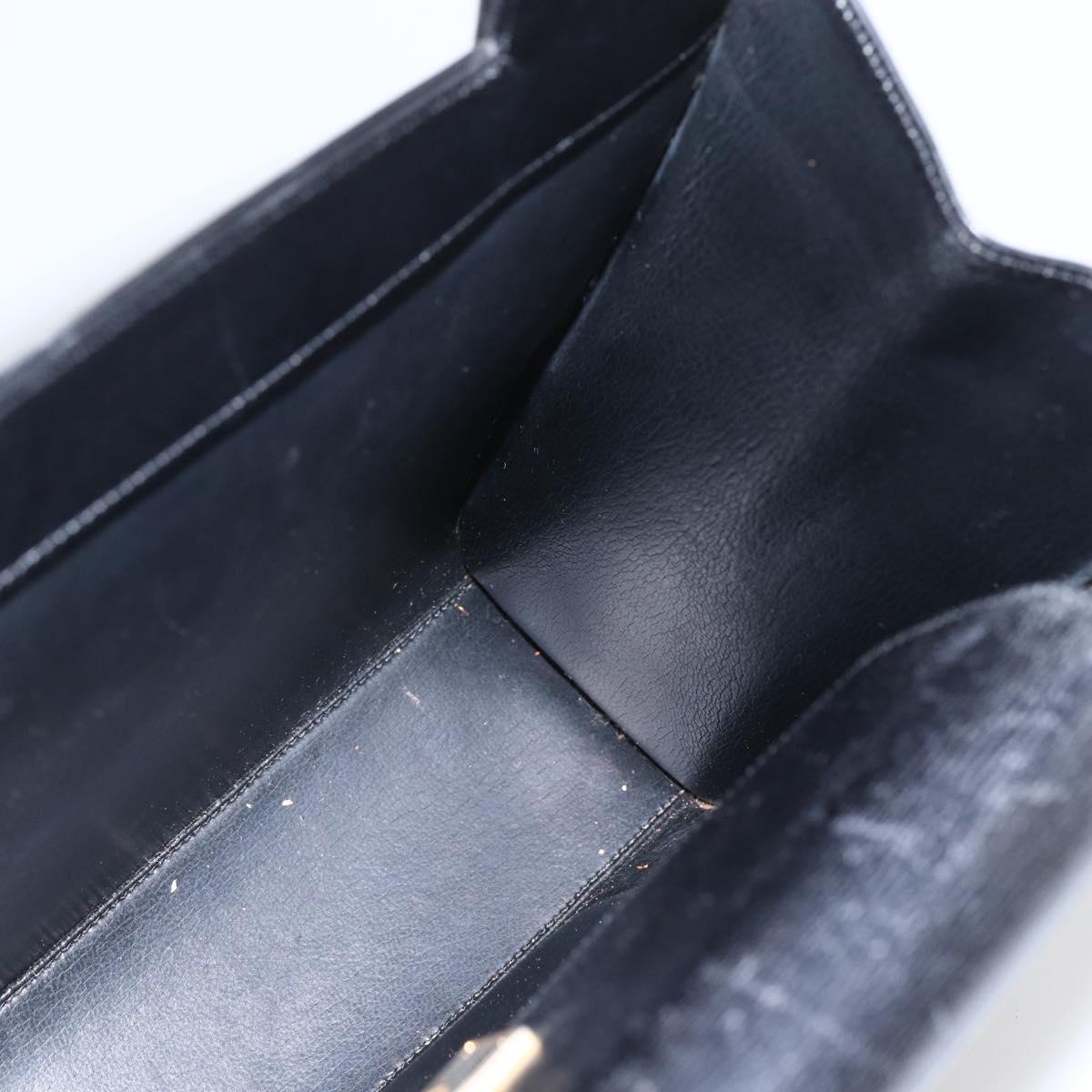 Christian Dior Hand Bag Leather Black Gold Auth 151752