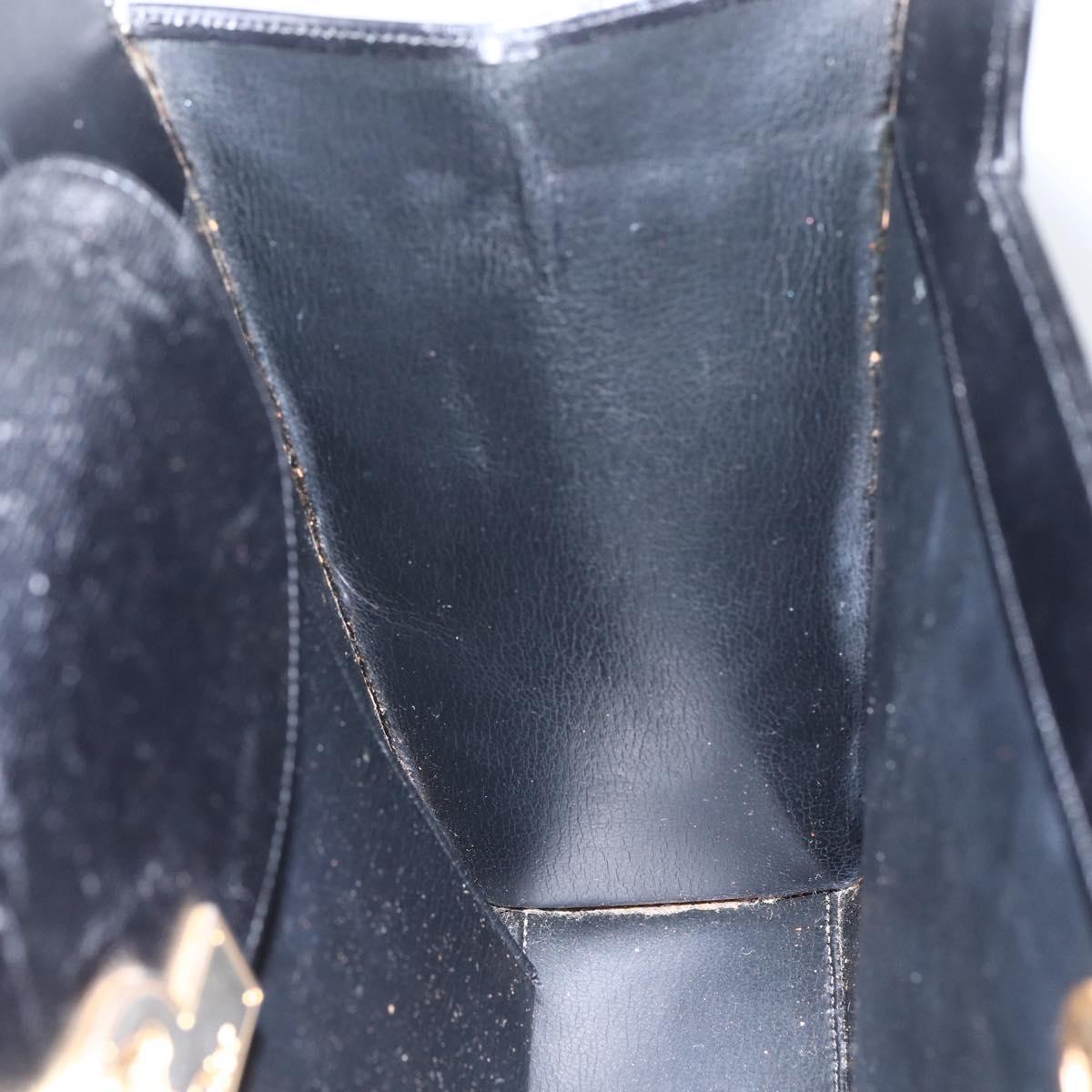 Christian Dior Hand Bag Leather Black Gold Auth 151752