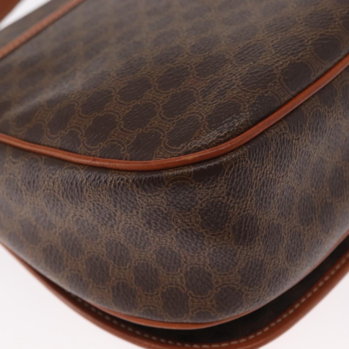 CELINE Macadam Canvas Shoulder Bag PVC Leather Brown Gold Auth 151753