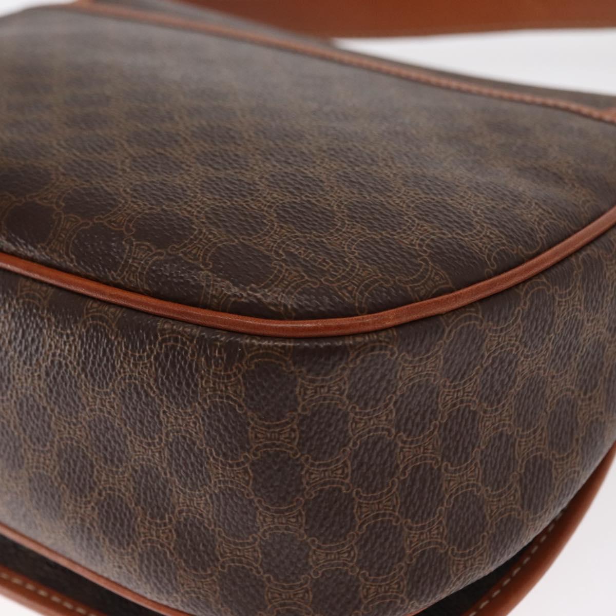 CELINE Macadam Canvas Shoulder Bag PVC Leather Brown Gold Auth 151753