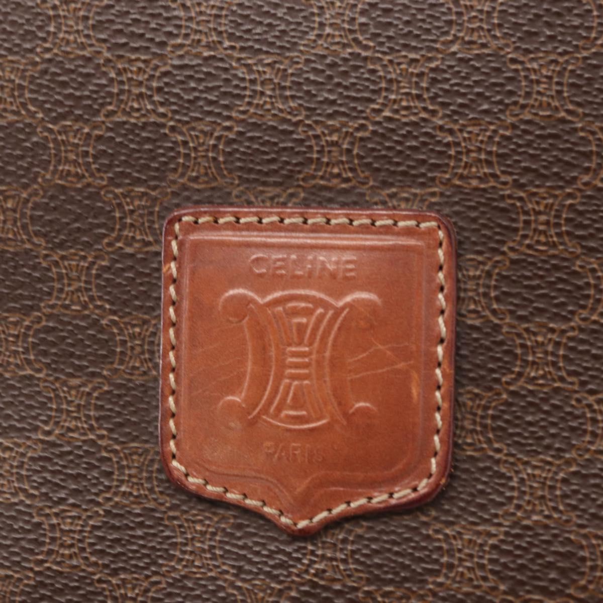 CELINE Macadam Canvas Shoulder Bag PVC Leather Brown Gold Auth 151753